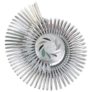 Vintage West Germany Mid Century Atomic Sunburst Scarf Clip Silver Tone